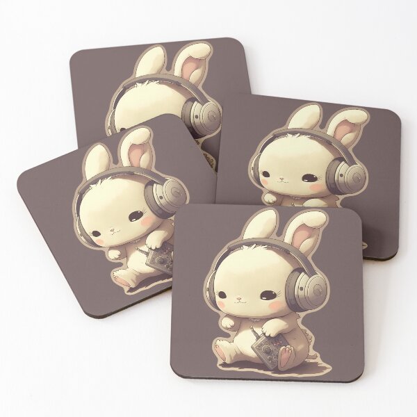Item preview, Cute bunny with headphones listening to music designed and sold by room105.