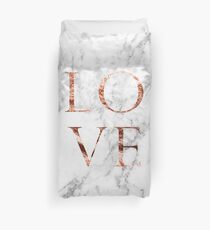 Rose gold marble LOVE Duvet Cover