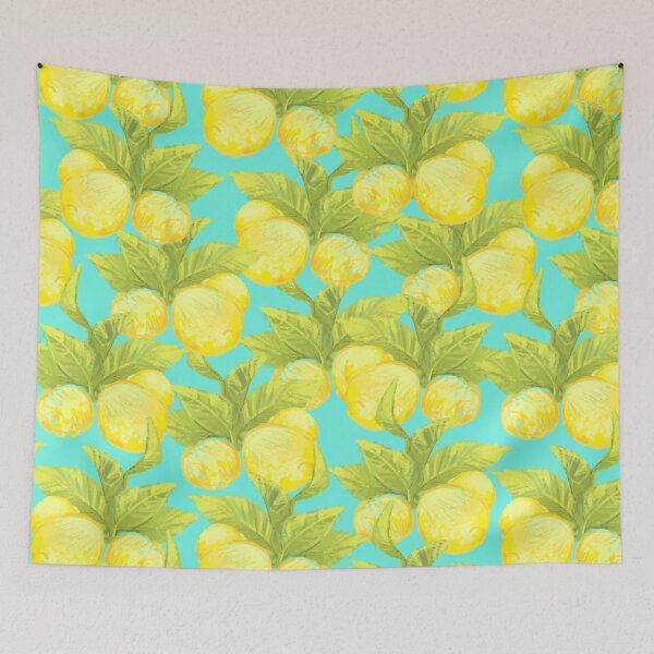 Item preview, Chalk fresh sunny lemon on blue background designed and sold by orsinha.
