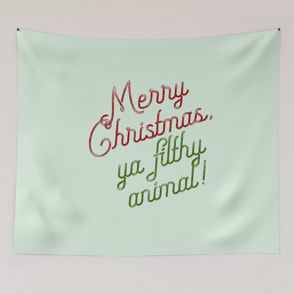 Item preview, Merry Christmas, ya filthy animal! green/red distressed Home Alone Kevin McCallister Christmas movie designed and sold by starkle.