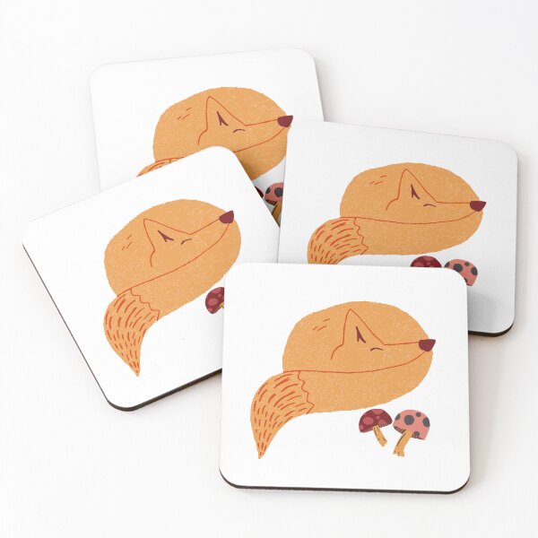 Item preview, Sleeping arctic fox and cozy mushrooms designed and sold by Ingrid Poole.