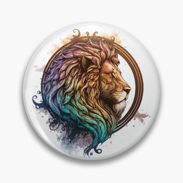 Item preview, Iridescent Majestic Multi-Colored Stylized Regal Lion Crest designed and sold by DreamsGD.