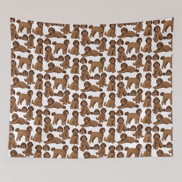 Item preview, Chocolate labradoodle cute illustration  designed and sold by Yarafantasyart.