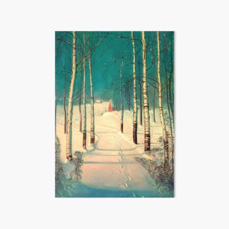 Footprints in Snow by Birch Trees, by Sven Svendsen Art Board Print