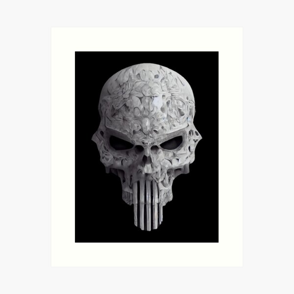 Marvel The Punisher Distressed Skull Logo1 Art Print by Sanzij