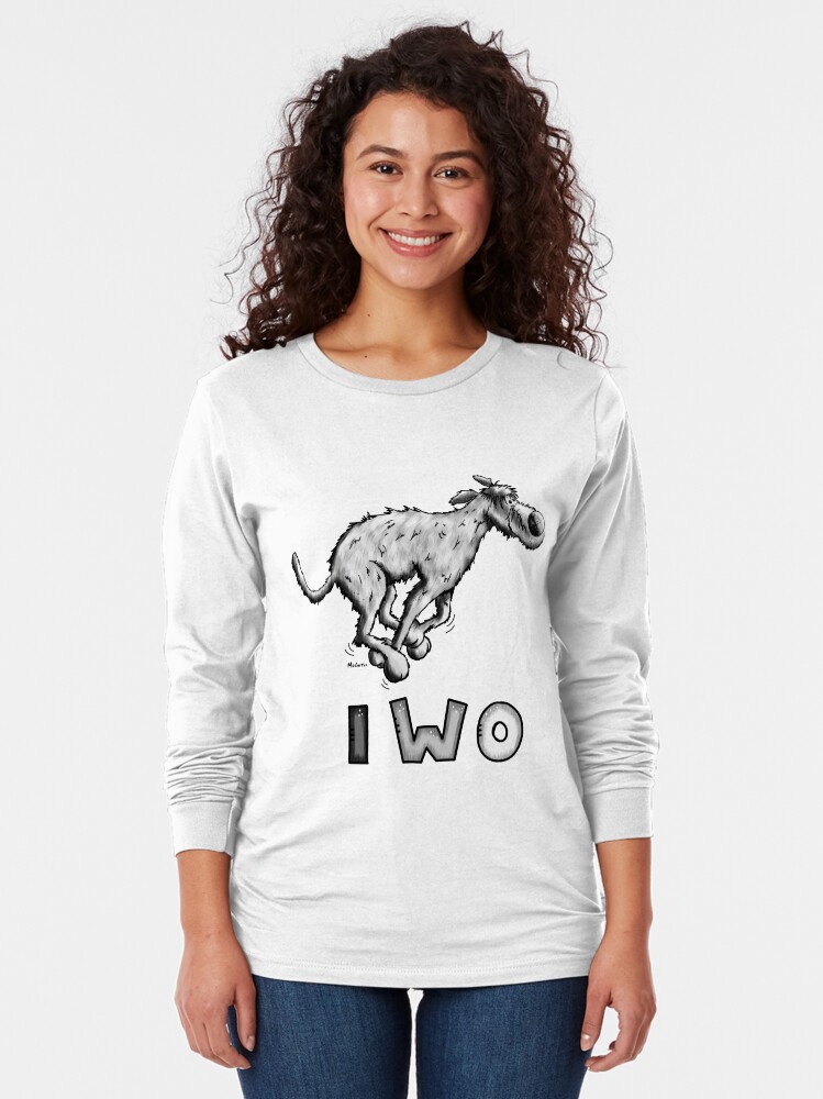 Alternate view of Happy Running Irish Wolfhound Cartoon Long Sleeve T-Shirt