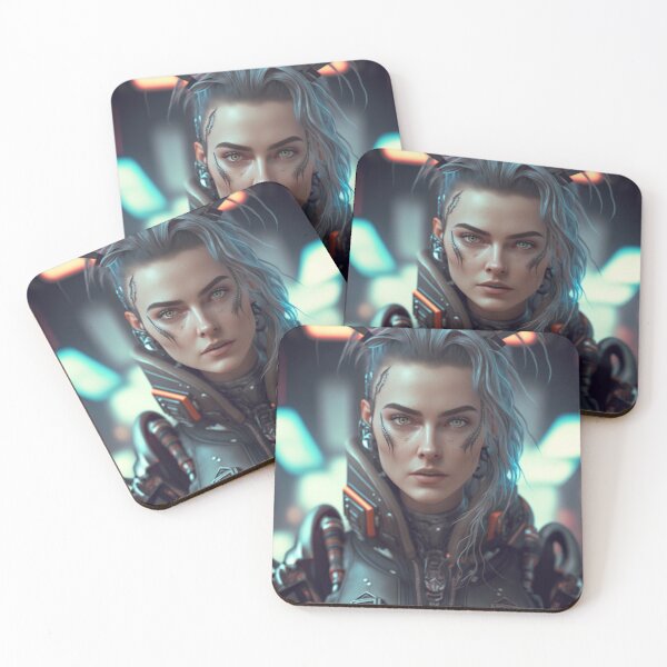 Item preview, Cyberpunk Cybernetic White Haired Female designed and sold by AICreateWorlds.