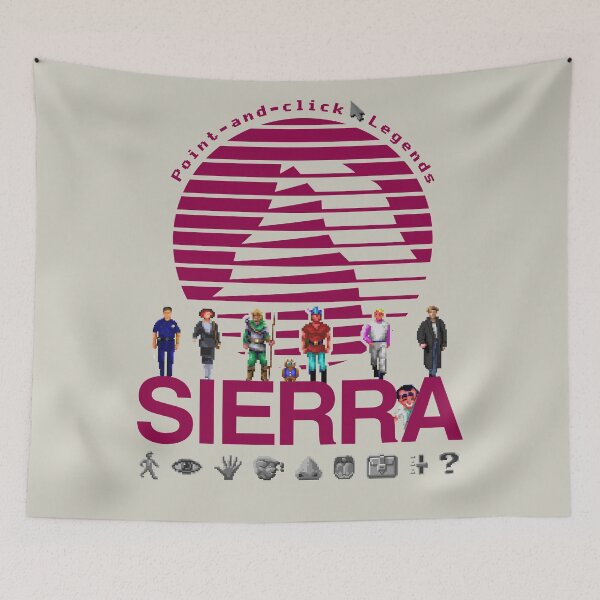 Item preview, POINT AND CLICK LEGENDS - Sierra Online Logo (MAGENTA) - Gaming Heroes and Icons - Graphic Adventure PC Games! designed and sold by RetroTeeStudio.