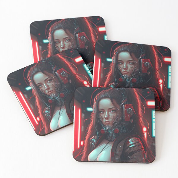 Item preview, Cyberpunk Female Cyborg White Tee - Photography designed and sold by AICreateWorlds.