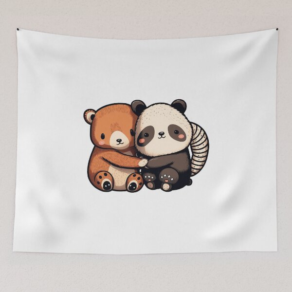 Item preview, Bear and Panda holding hands designed and sold by ArtElephant.