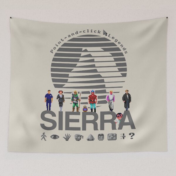 Item preview, POINT AND CLICK LEGENDS - Sierra Online Logo (DARK GREY) - Gaming Heroes and Icons - Graphic Adventure PC Games! designed and sold by RetroTeeStudio.
