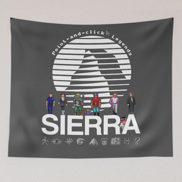 Item preview, POINT AND CLICK LEGENDS - Sierra Online Logo (WHITE) - Gaming Heroes and Icons - Graphic Adventure PC Games! designed and sold by RetroTeeStudio.