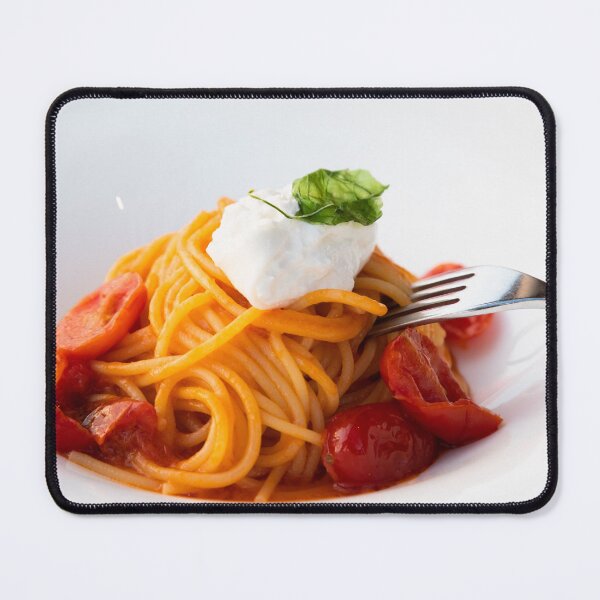 Item preview, Italian pasta - spaghetti with burrata cheese closeup, mediterranean diet. designed and sold by Paolo Modena Photography - Fine Italian Art.