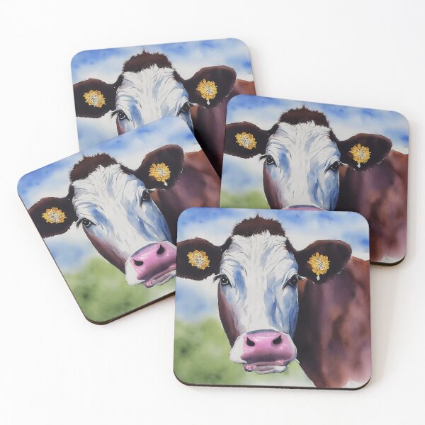 Item preview, Cow highly detailed watercolor painting designed and sold by DrawItOnce.