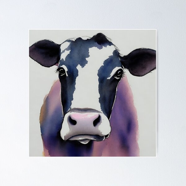 Item preview, Cow highly detailed watercolor painting designed and sold by DrawItOnce.