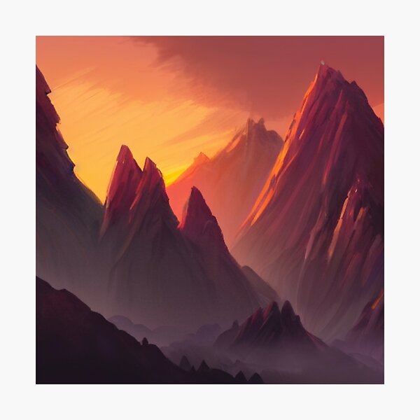 Item preview, Sunset Mountain Landscape Art 2023 (14) designed and sold by cardia1991.
