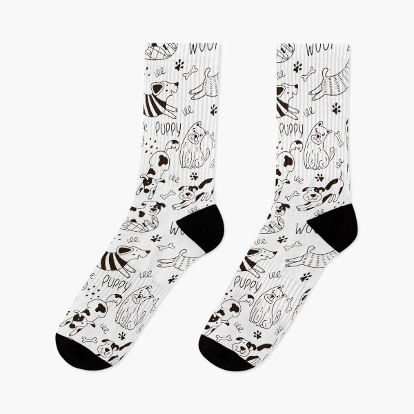 Item preview, White and Black Childish Dog Pattern  designed and sold by YourPrettyHome.