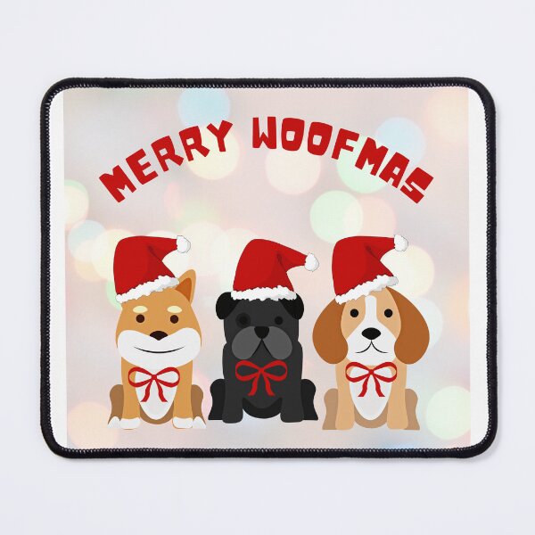 Item preview, MERRY WOOFMAS WITH DOGS IN SANTA HAT designed and sold by jasneetchopra27.
