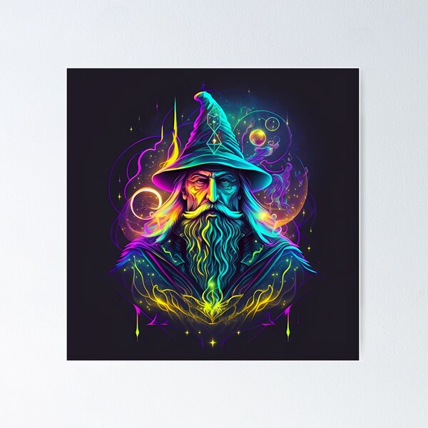 Item preview, Ai Generated Art - Neon Wizard designed and sold by BogoAi.