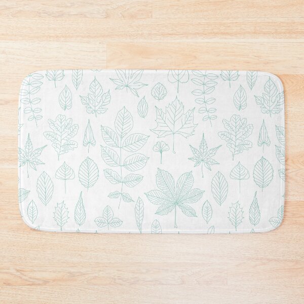 Item preview, Delicate Turquoise Leaves Line Art Seamless Pattern on White Background designed and sold by littlerosefox.