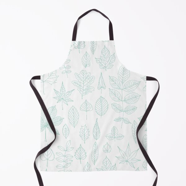 Item preview, Delicate Turquoise Leaves Line Art Seamless Pattern on White Background designed and sold by littlerosefox.