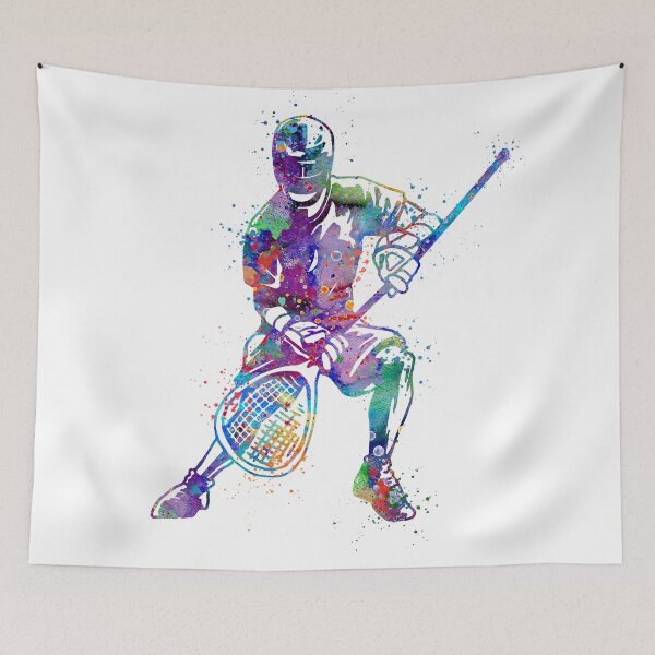 Item preview, Boy Lacrosse Player Watercolor Silhouette designed and sold by LotusGifts.