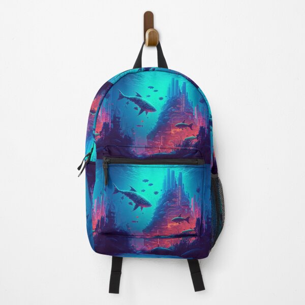 Item preview, Cyberpunk Lost Atlantis City With Sharks designed and sold by AICreateWorlds.