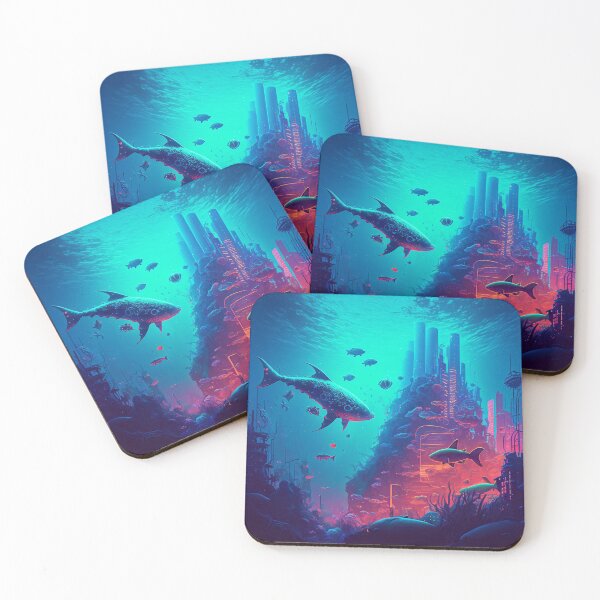 Item preview, Cyberpunk Lost Atlantis City With Sharks designed and sold by AICreateWorlds.