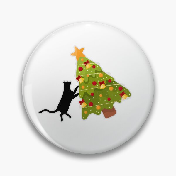 Item preview, Funny Black Cat Pushing Christmas Tree designed and sold by koki4you.
