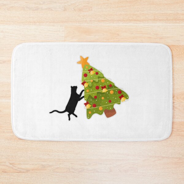 Item preview, Funny Black Cat Pushing Christmas Tree designed and sold by koki4you.