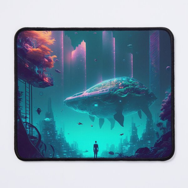 Item preview, Cyberpunk Lost Atlantis City Whale Transport designed and sold by AICreateWorlds.