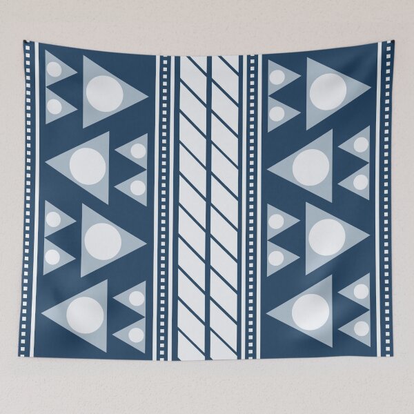 Item preview, Abstract Blue African Indigo Mud Cloth bogolan pattern Modern and Africa triangle design designed and sold by Gugurat.