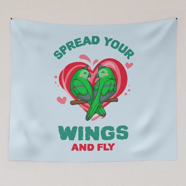 Item preview, Spread Your Wings And Fly Design, Small Parrot, Inspirational quote, Bird lover designed and sold by TatianaLG.