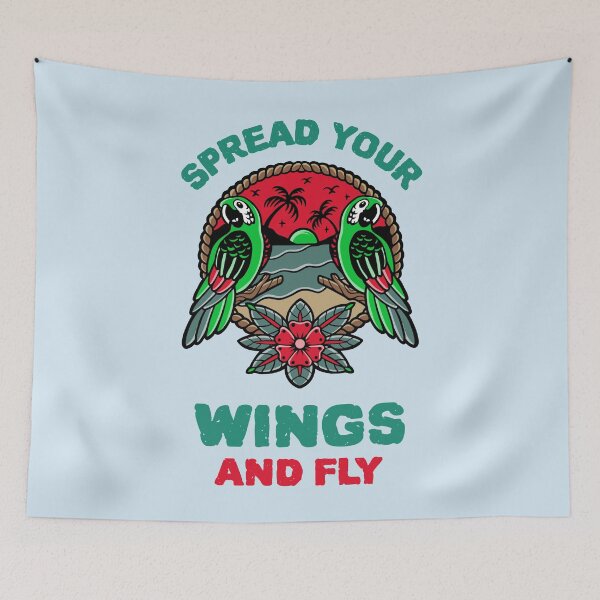 Item preview, Spread Your Wings And Fly Design, Small Parrot, Inspirational quote, Bird lover designed and sold by TatianaLG.
