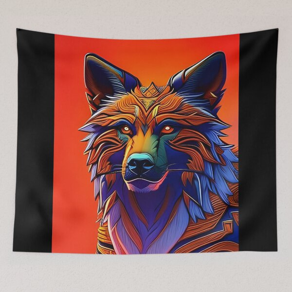 Item preview, Stylized Colourful Wolf, Ai Generated Art  designed and sold by ACC .