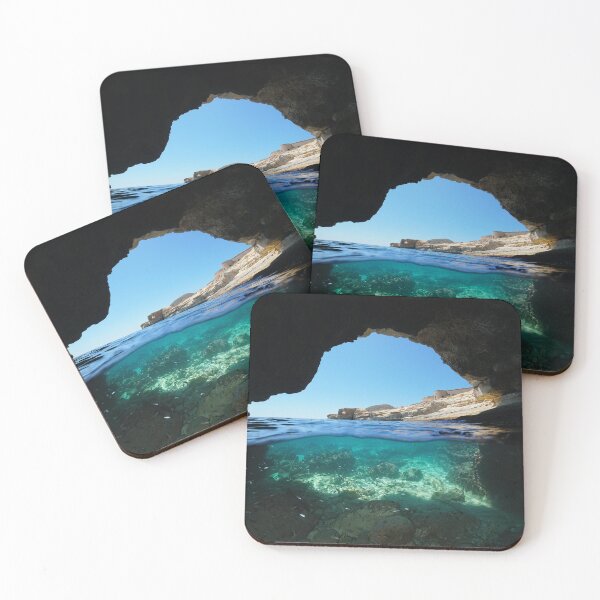 Item preview, Inside a cave on seashore over under water Spain designed and sold by Seaphotoart.