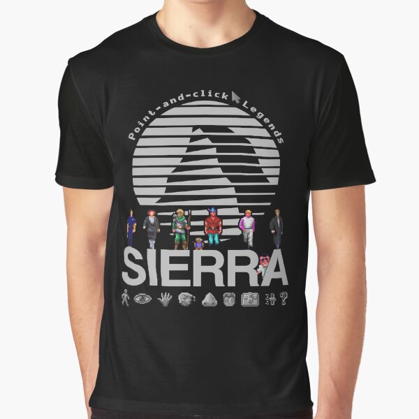 Item preview, POINT AND CLICK LEGENDS - Sierra Online Logo (GREY) - Gaming Heroes and Icons - Graphic Adventure PC Games! designed and sold by RetroTeeStudio.