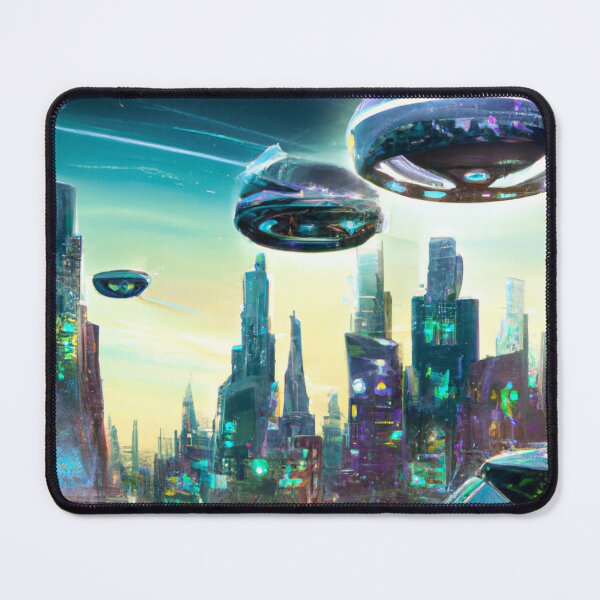 Item preview, Futuristic City with Flying Cars, AI Generated Digital Painting designed and sold by sweetbelle.
