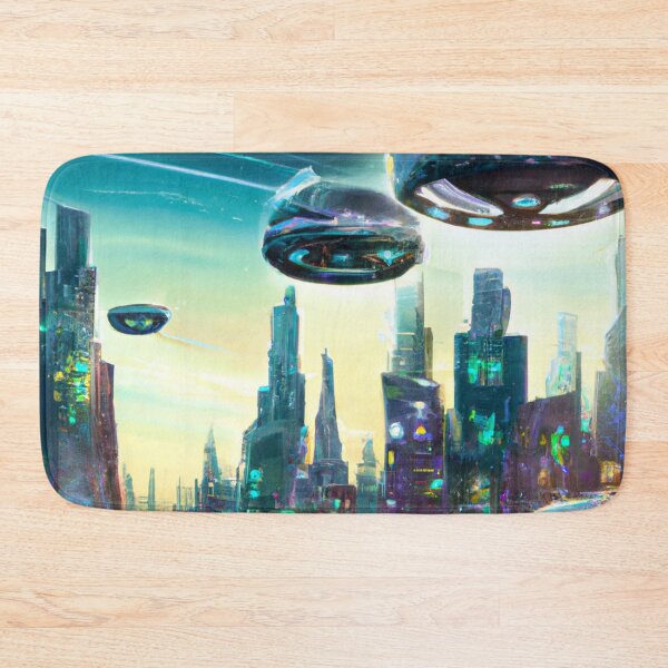 Item preview, Futuristic City with Flying Cars, AI Generated Digital Painting designed and sold by sweetbelle.