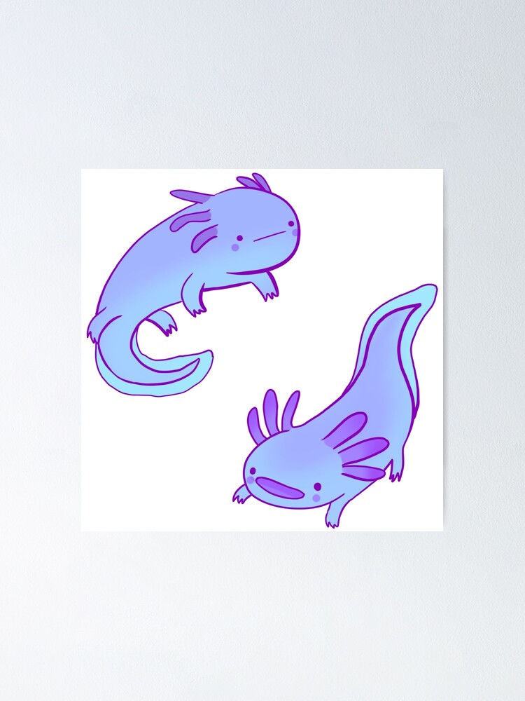 "Blue axolotls drawing" Poster for Sale by Mayarart Redbubble