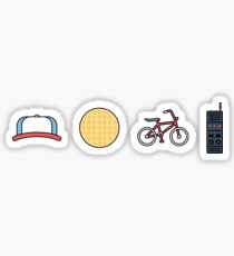 Pegatina Cosas más extrañas | Iconos | Dustin | Eggos | Bicicletas | Walkie Talkies