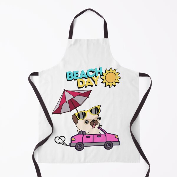 Item preview, Cute Pug Driving a convertible with umbrella to the beach designed and sold by Pet Station.