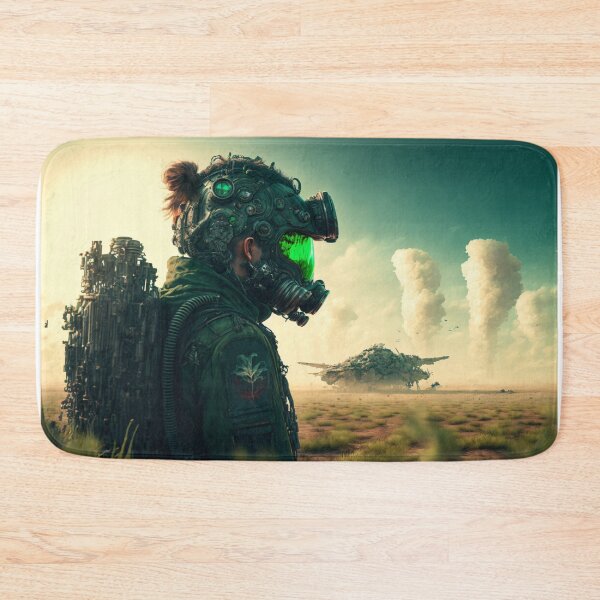 Item preview, Cyberpunk Soldier Standing in a Desolate Landscape designed and sold by The-Dark-Art.