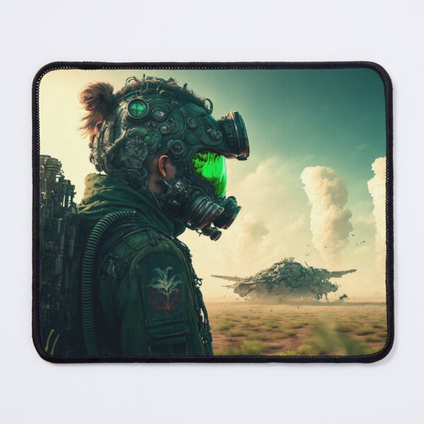 Item preview, Cyberpunk Soldier Standing in a Desolate Landscape designed and sold by The-Dark-Art.