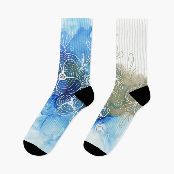 Item preview, Blue Gold White Floral Abstract 71 designed and sold by artbylucie.