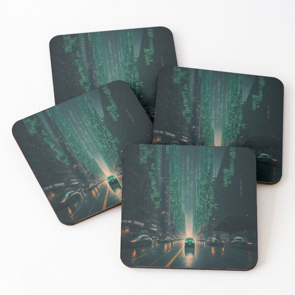 Item preview, Evening City in Green Code designed and sold by AICreateWorlds.