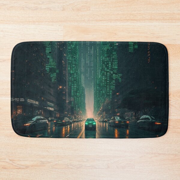 Item preview, Evening City in Green Code designed and sold by AICreateWorlds.