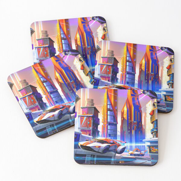 Item preview, Vibrant Futuristic City with Flying Cars, AI Generated Digital Painting designed and sold by sweetbelle.