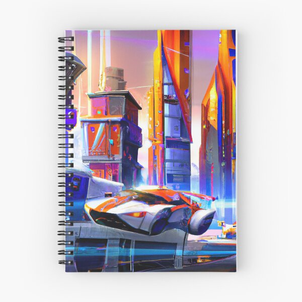 Item preview, Vibrant Futuristic City with Flying Cars, AI Generated Digital Painting designed and sold by sweetbelle.