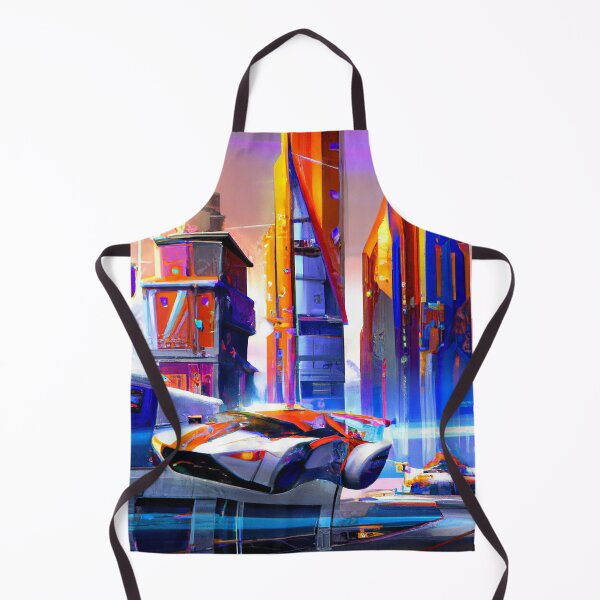 Item preview, Vibrant Futuristic City with Flying Cars, AI Generated Digital Painting designed and sold by sweetbelle.